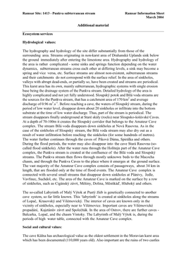 Additional Material Ecosystem Services Hydrological Values: the Hydrography and Hydrology of the Site Differ Substantially From