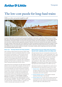 The Low-Cost Puzzle for Long-Haul Trains