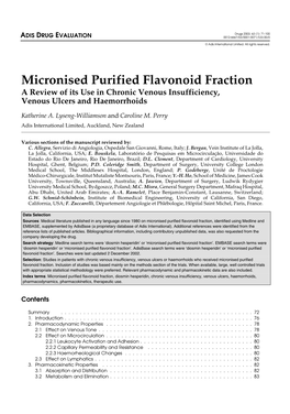 Micronised Purified Flavonoid Fraction a Review of Its Use in Chronic Venous Insufficiency, Venous Ulcers and Haemorrhoids