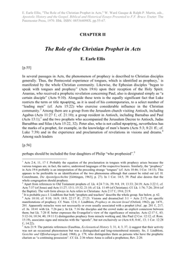 The Role of the Christian Prophet in Acts,