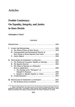 On Equality, Integrity, and Justice in Stare Decisis