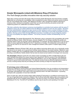 Greater Minneapolis Linked with Milestone Ring of Protection Pro-Tech Design Provides Innovative Inter-City Security Solution