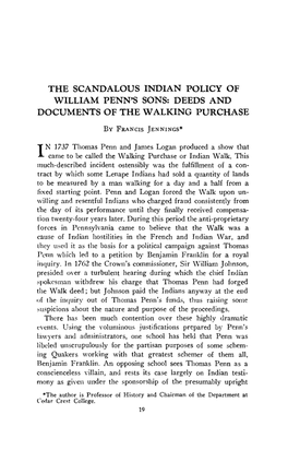 The Scandalous Indian Policy of William Penn's Sons: Deeds and Documents of the Walking Purchase