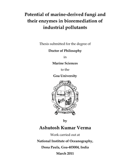 Potential of Marine-Derived Fungi and Their Enzymes in Bioremediation of Industrial Pollutants