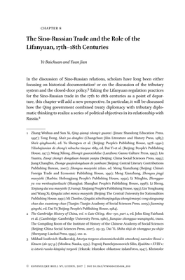 The Sino-Russian Trade and the Role of the Lifanyuan, 17Th–18Th Centuries