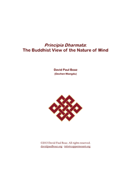 Principia Dharmata: the Buddhist View of the Nature of Mind