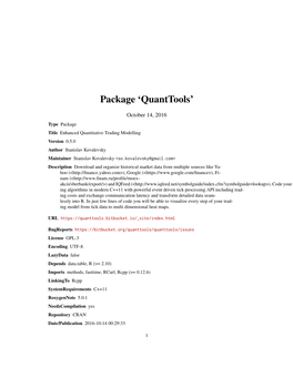 Package 'Quanttools'