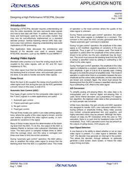 AN9765: Designing a High Performance NTSC/PAL Decoder
