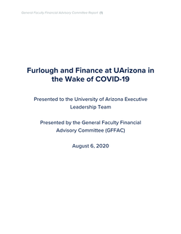 Furlough and Finance at Uarizona in the Wake of COVID-19