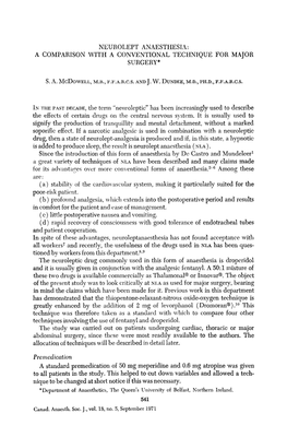 Neurolept Anaesthesia: a Comparison with a Conventional Technique for Major Surgery*