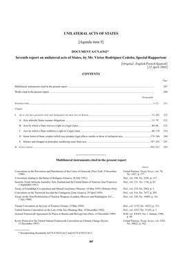 Seventh Report on Unilateral Acts of States, by Mr. Víctor Rodríguez Cedeño, Special Rapporteur [Original: English/French/Spanish] [22 April 2004]