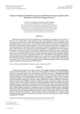 Analysis of Regional Distribution Capacity and Priorities for Improving Beef Cattle Population in East Nusa Tenggara Province
