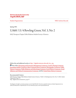UA68/13/4 Bowling Green, Vol. 3, No. 2 Kelly Thompson Chapter, Public Relations Student Society of America