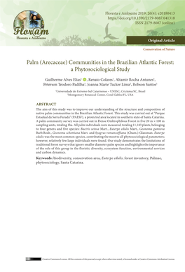 Palm (Arecaceae) Communities in the Brazilian Atlantic Forest: a Phytosociological Study