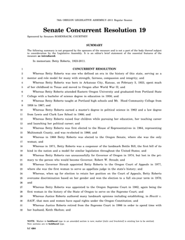 Senate Concurrent Resolution 19 Sponsored by Senators ROSENBAUM, COURTNEY
