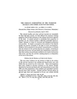 The Surface Composition of the Tubercle Bacillus and Other Acid-Fast Bacteria