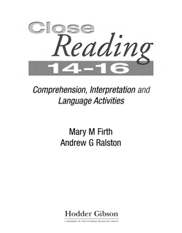 Close Reading 14-16