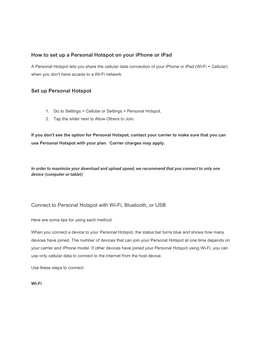 How to Set up a Personal Hotspot on Your Iphone Or Ipad