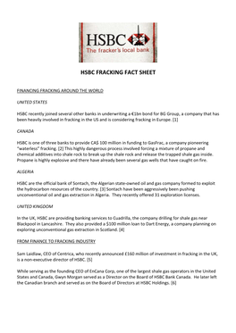 Hsbc Fracking Fact Sheet