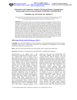 Performance and Comparative Analysis of Wired and Wireless Communication Systems Using Local Area Network Based on IEEE 802.3 and IEEE 802.11