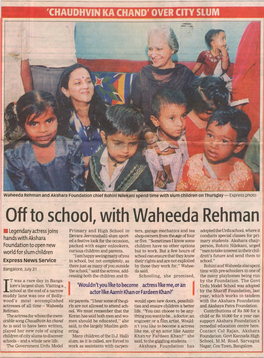 Off to School, with Waheeda Rehman