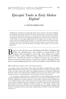 Episcopal Tombs in Early Modern England