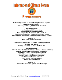 Climate Forum Programme