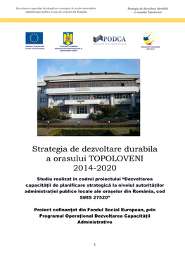 Strategia De Dezvoltare Durabila a Orasului TOPOLOVENI 2014-2020