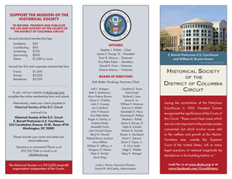 Historical Society of the District of Columbia Circuit SUPPORT THE