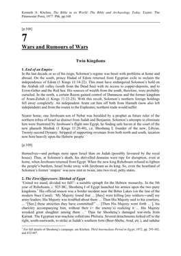 Wars and Rumours of Wars