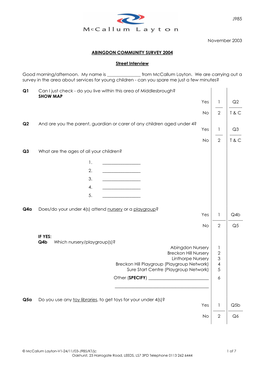 Middlesbrough? SHOW MAP Yes 1 Q2 ------No 2 T & C