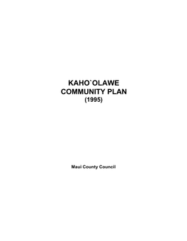 Kaho`Olawe Community Plan (1995)