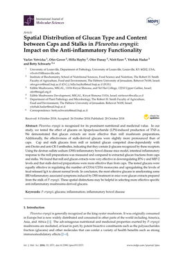 Spatial Distribution of Glucan Type and Content Between Caps and Stalks in Pleurotus Eryngii: Impact on the Anti-Inﬂammatory Functionality