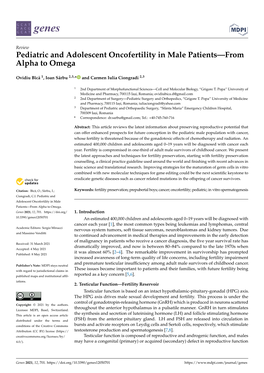 Pediatric and Adolescent Oncofertility in Male Patients—From Alpha to Omega