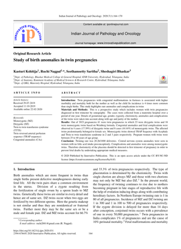 Study of Birth Anomalies in Twin Pregnancies