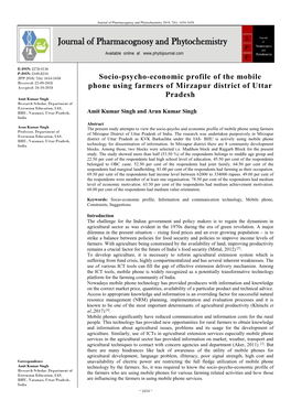 Socio-Psycho-Economic Profile of the Mobile Phone Using Farmers Of