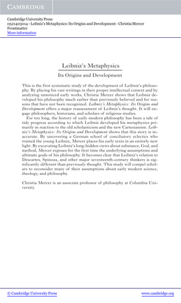 Leibniz's Metaphysics