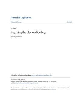 Repairing the Electoral College William Josephson