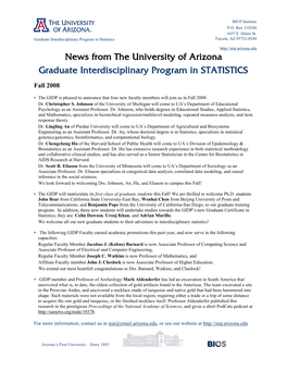 News from the University of Arizona Graduate Interdisciplinary Program