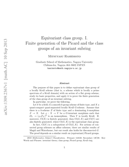 Equivariant Class Group. I. Finite Generation of the Picard And