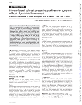 Primary Lateral Sclerosis Presenting Parkinsonian Symptoms Without