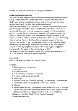 Framework of a Neighbourhood Plan