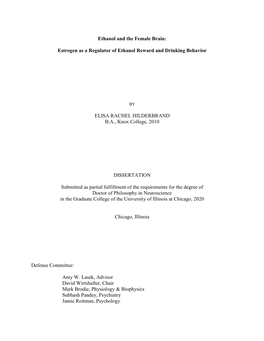 Estrogen As a Regulator of Ethanol Reward and Drinking Behavior