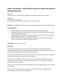 Using Political Cartoons to Explore the Women's Suffrage Movement