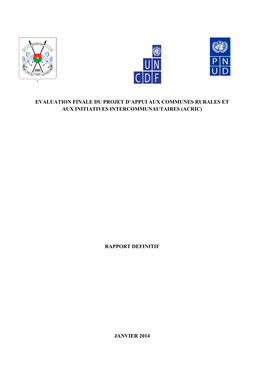 Evaluation Finale Du Projet D’Appui Aux Communes Rurales Et Aux Initiatives Intercommunautaires (Acric)