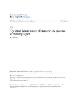 The Direct Determination of Sucrose in the Presence of Reducing Sugars M A
