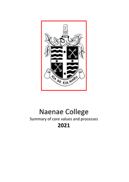 Naenae College Summary of Core Values and Processes 2021