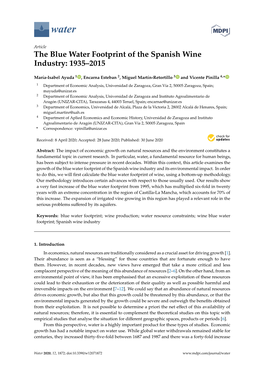 The Blue Water Footprint of the Spanish Wine Industry: 1935–2015