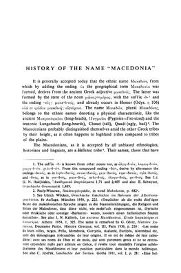 History of the Name “Macedonia”
