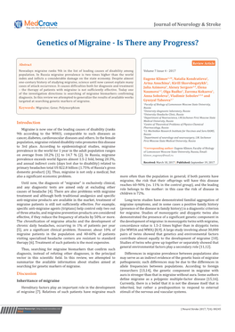 Genetics of Migraine - Is There Any Progress?